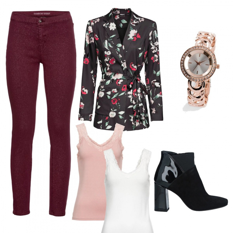 Outfit femme - Basique #11482. Style Basique pour Tous les jours. Assortir avec pantalons longs, tops et blouses, pantalon , montres, bottines.
