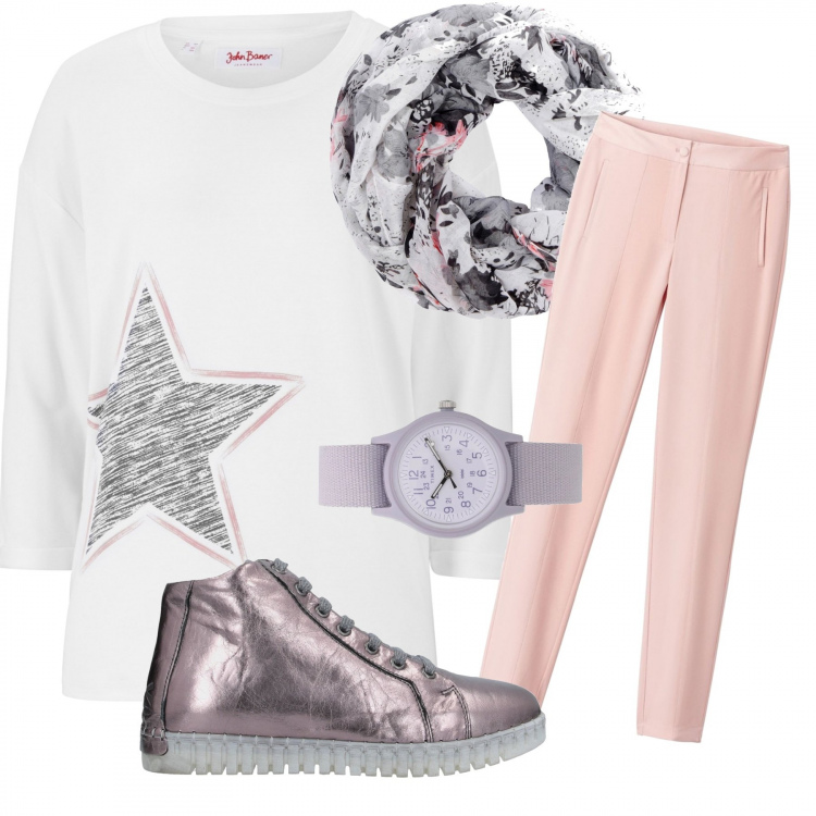 Outfit femme - Prête pour bosser. Style Urban pour Bureau. Assortir avec sweats, snood, pantalons longs, sneakers, montres.