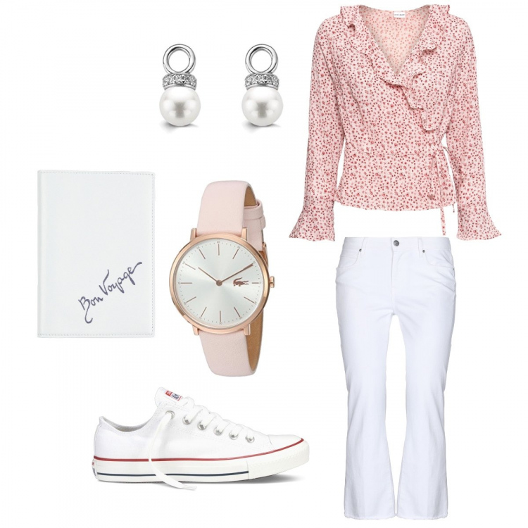 Outfit femme - Tenue pour le télétravail !. Style Basique Assortir avec body, jeans, sneakers, sacoches d'ordinateur et porte-documents, montres, colliers.