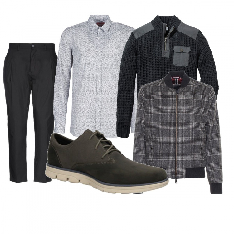 Outfit uomo - Una splendida serata. Stile Casual per Serata speciale. Abbinamento con maglieria, pantalone lungo, scarpe stringate, camicie, cappotti.