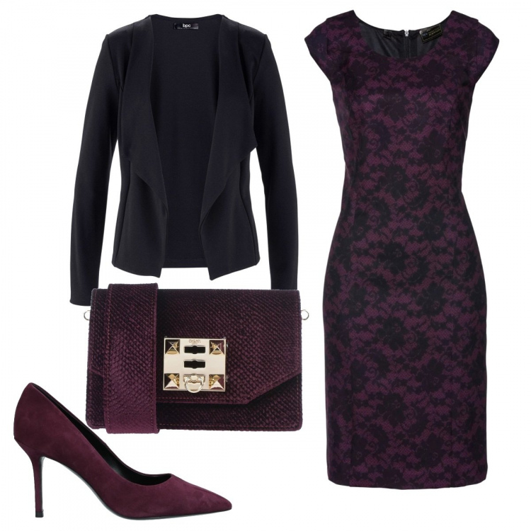 Outfit donna - Chic #10475. Stile Chic per Serata fuori. Abbinamento con blazer, pullovers, décolleté, borsa a spalla.