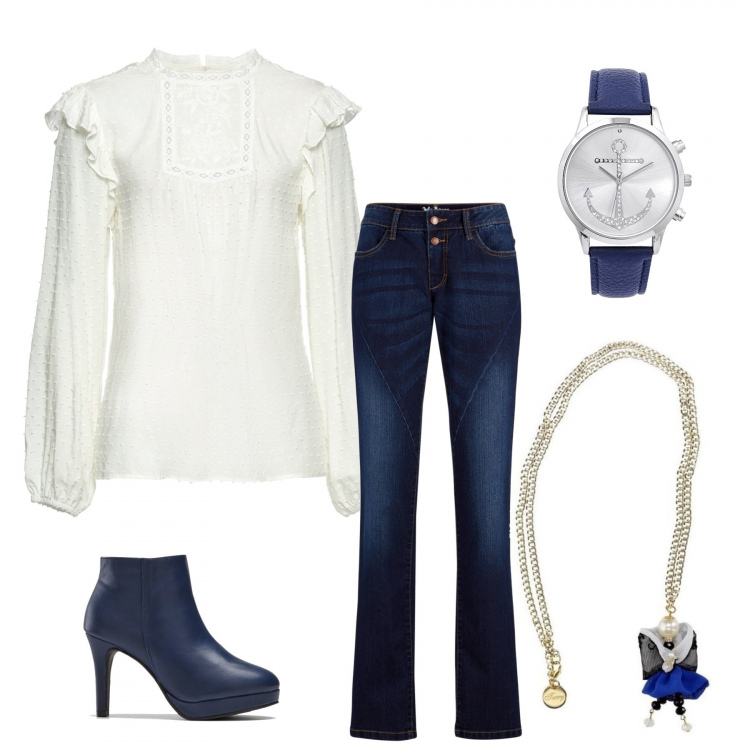 Outfit donna - Basic #11860. Stile Basic per Tutti i giorni. Abbinamento con jeans, tuniche, stivaletti, orologi, ciondoli.