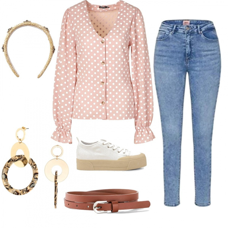 Outfit femme - Pâque en confinement. Style Basique pour Tous les jours. Assortir avec colliers et pendantifs, ceinture, tops et blouses, sneakers, jeans, foulards et écharpes.