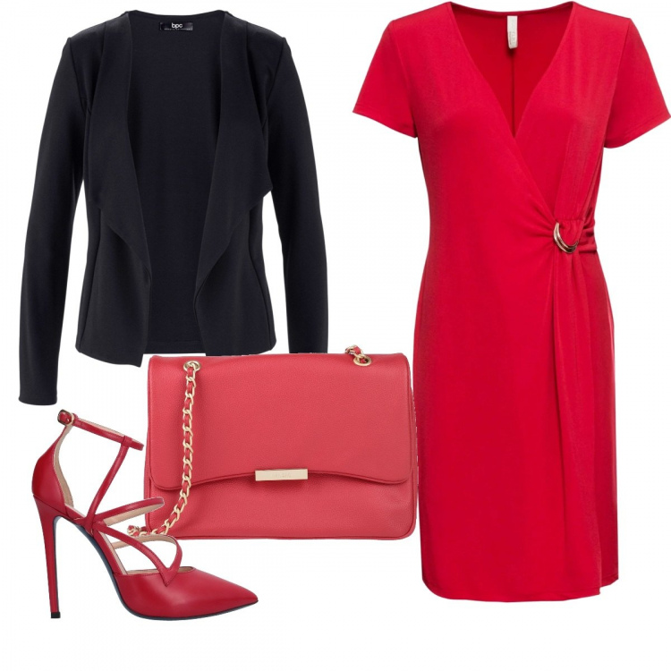 Outfit donna - Chic #10793. Stile Chic per Serata fuori. Abbinamento con blazer, vestiti, décolleté, borsa a tracolla.