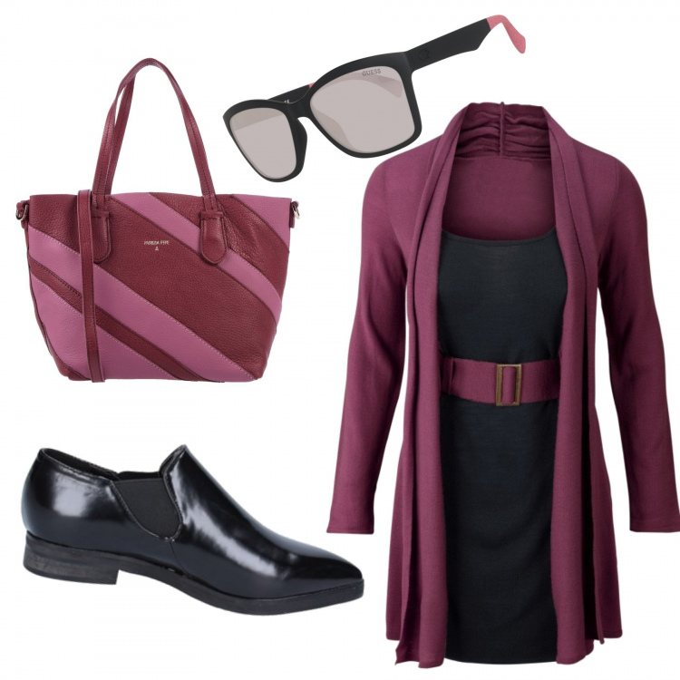 Outfit donna - Basic #12319. Stile Basic per Tutti i giorni. Abbinamento con borsa a mano, vestiti midi/longuette, slip, occhiali da sole.