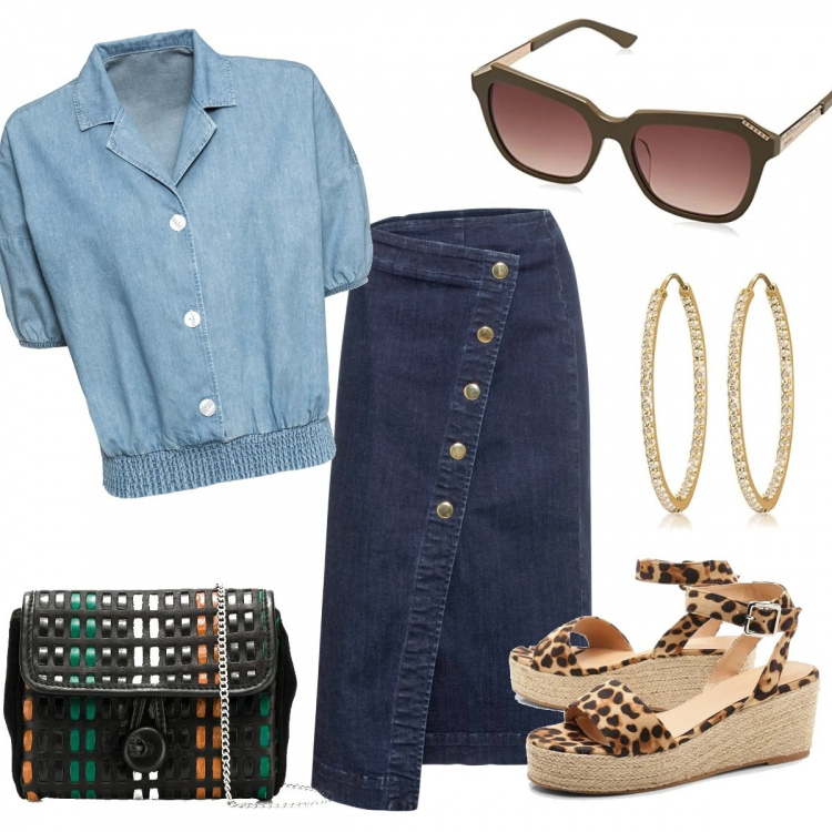 Outfit femme - Bon Ton #9584. Style Bon Ton pour Tous les jours. Assortir avec jupes, chemises, chaussures à semelles compensées, boucles d'oreilles, lunettes de soleil et montures pour lunettes de vue, clutchs et pochettes.