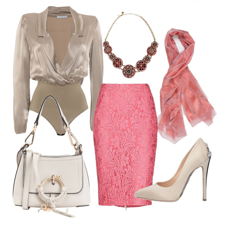 Outfit donna - L’armonia della Gonna a tubino. Stile Bon Ton per Cerimonia. Abbinamento con camicia, gonne longuette, décolleté, borse a tracolla, collane, sciarpe.