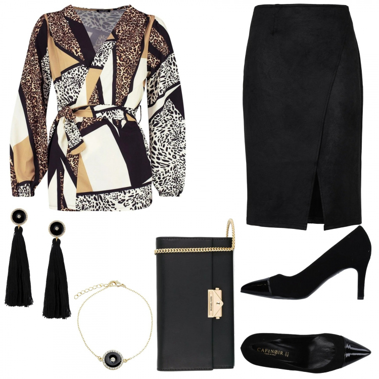 Outfit femme - Strictement. Style Bon Ton pour Tous les jours. Assortir avec tops et blouses, jupes, chaussures à talon, sacs à l'épaule, bracelets, boucles d'oreilles.