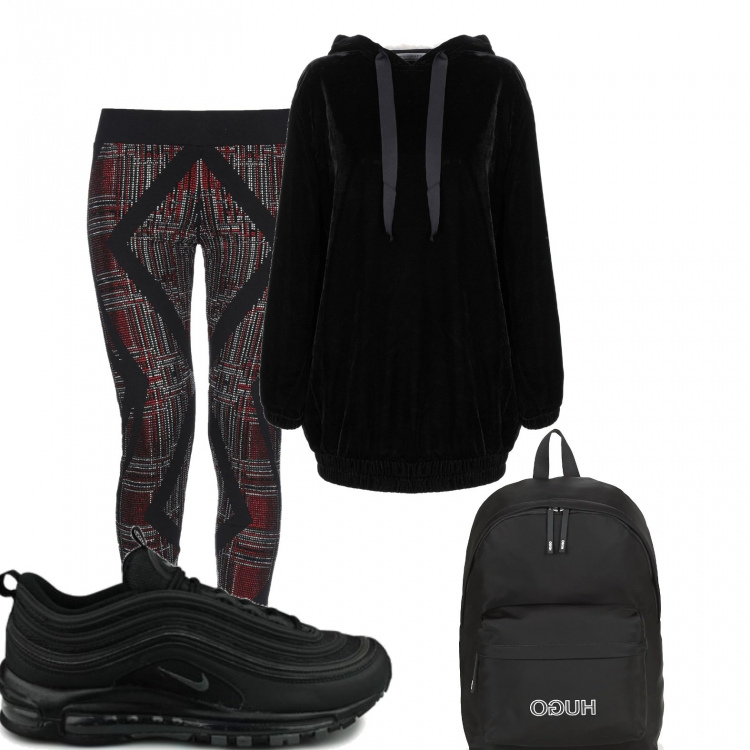 Outfit mujer - Urban #9393. Estilo Urban para Deporte. Combinación con sneakers, zaino, leggings, top.