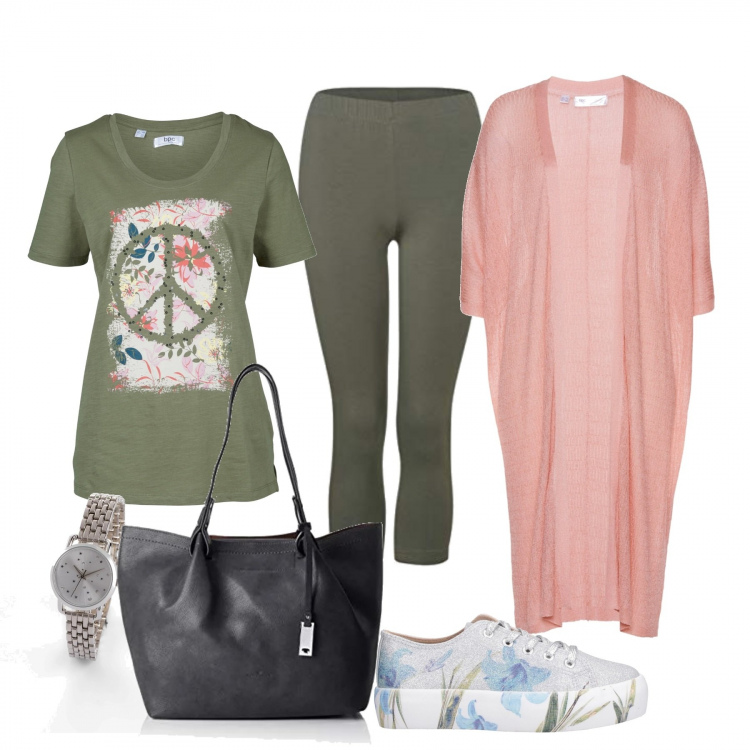 Outfit femme - Go to the shopping. Style Basique pour Tous les jours. Assortir avec pulls et cardigans, montres, sneakers hautes, leggings et jeggings, sneakers, sacs à main.