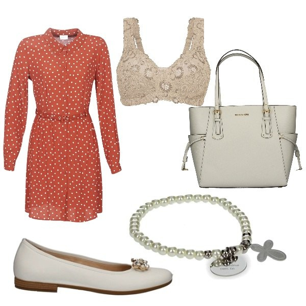 Outfit donna - Pasqua a casa con stile. Stile Bon Ton per Tutti i giorni. Abbinamento con reggiseni, vestiti corti, ballerine, braccialetti, shopping bag.