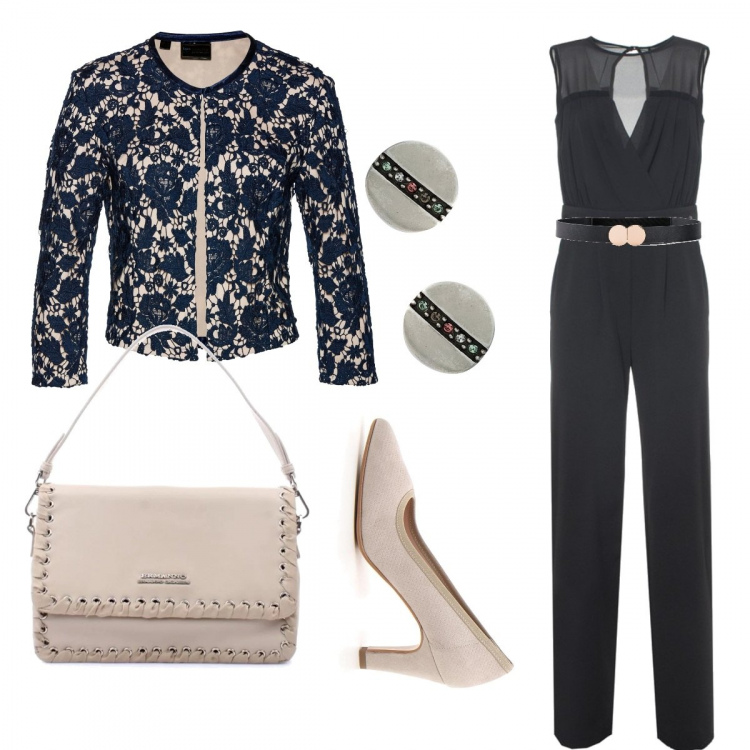 Outfit donna - Blazer mai più senza. Stile Trendy per Cerimonia. Abbinamento con reggiseni push-up, cinture, borse a mano, orecchini, vestiti, décolleté.