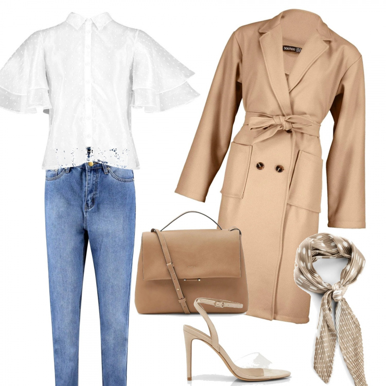 Outfit femme - Basique #13799. Style Basique pour Tous les jours. Assortir avec jupes, chemises, manteaux, trenchs et éco-fourrures, sandales, sabots, mules et tongs tendance, jeans mom, sacs à bandoulière et portés à l'épaule.