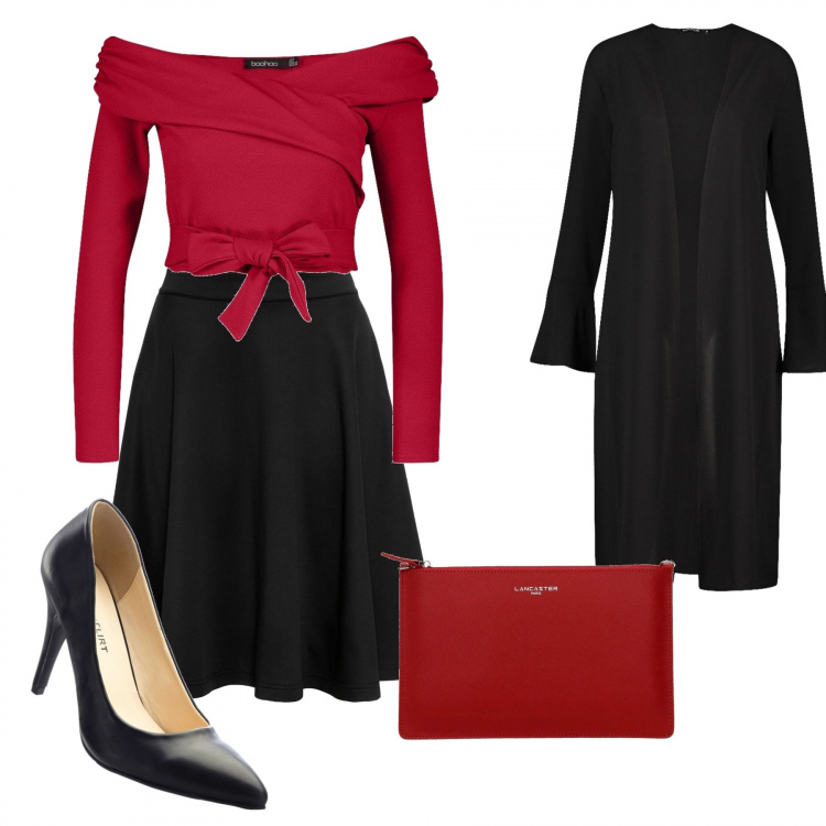 Outfit donna - Elegance. Stile Bon Ton per Cerimonia. Abbinamento con gonne, décolleté, top, cardigan, pochette.
