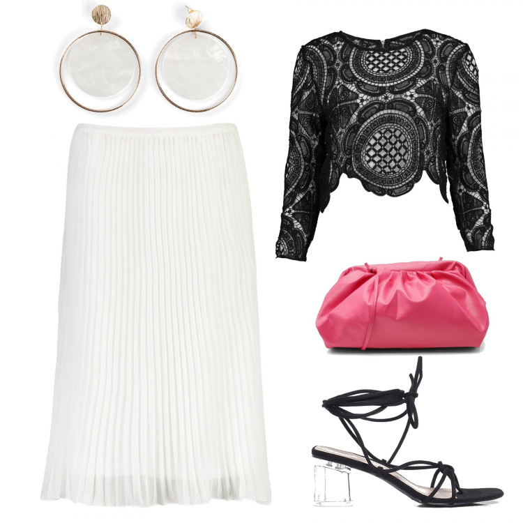 Outfit femme - Dîner romantique à la maison. Style Tendance pour Soirée dehors. Assortir avec sacs à main, hauts, jupes, sandales, sabots, mules et tongs tendance, clutchs et pochettes.