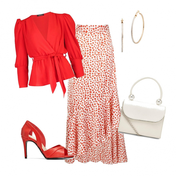 Outfit femme - Flamenco. Style Bon Ton pour Tous les jours. Assortir avec chaussure à talon, boucles d'oreilles, jupes, tops et blouses, sacs besace.