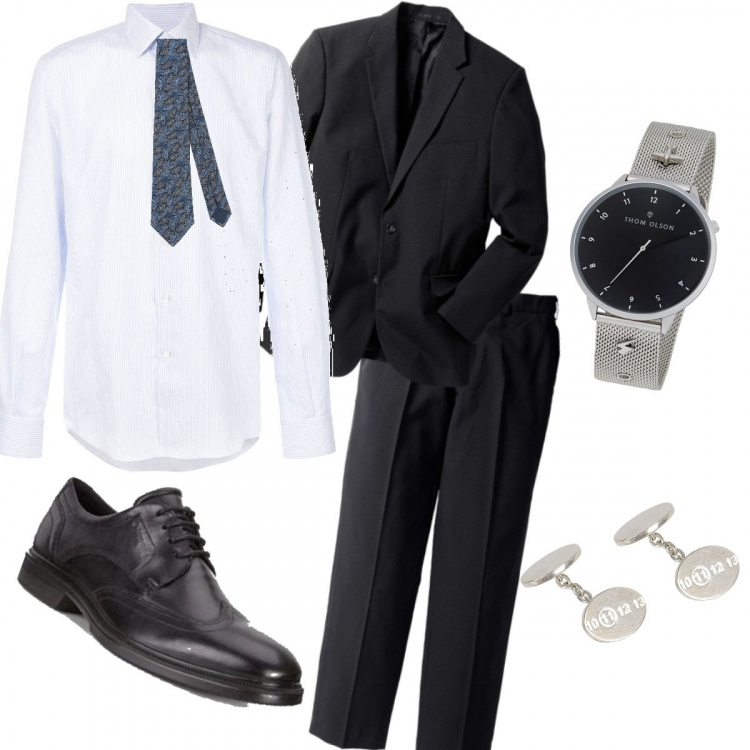 Outfit uomo - Convegno. Stile Business/Elegante per Cerimonia. Abbinamento con giacche, scarpa, camicia, orologi.