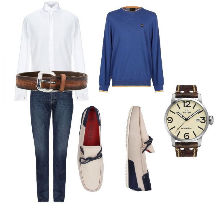 Outfit uomo - Casual, io e Matt. Stile Casual per Tutti i giorni. Abbinamento con cinture, jeans, pullovers, camicia, mocassini, orologio.
