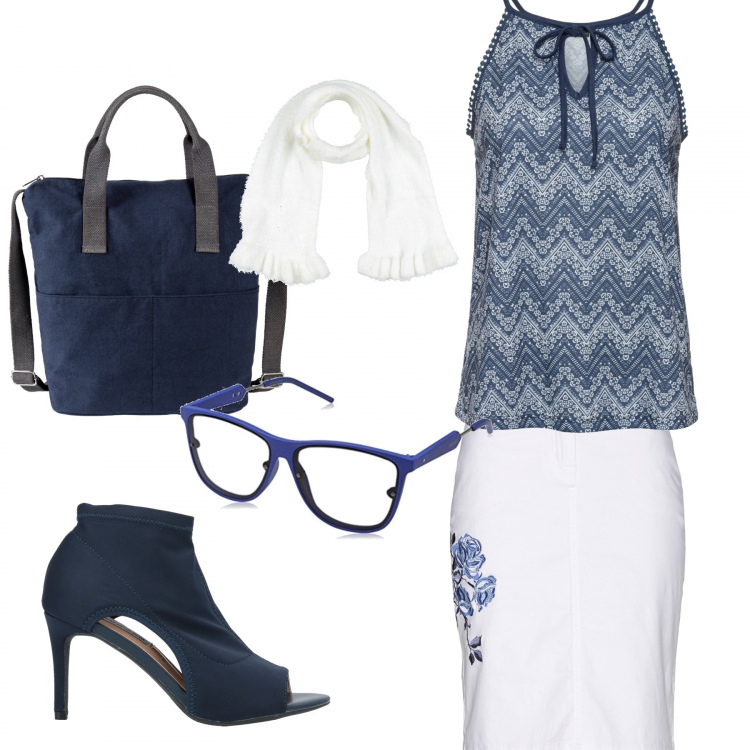 Outfit donna - Urban #10376. Stile Urban Abbinamento con stivaletti, scaldacollo, vestiti, gonne, zaini, occhiali da sole.