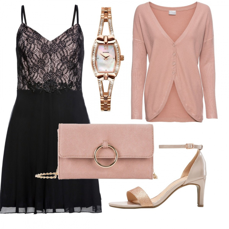 Outfit donna - L’abitino sensuale. Stile Sexy per Serata fuori. look ideale per Petite. Abbinamento con cappotti, vestiti, cardigans, sandali con tacco, orologi.