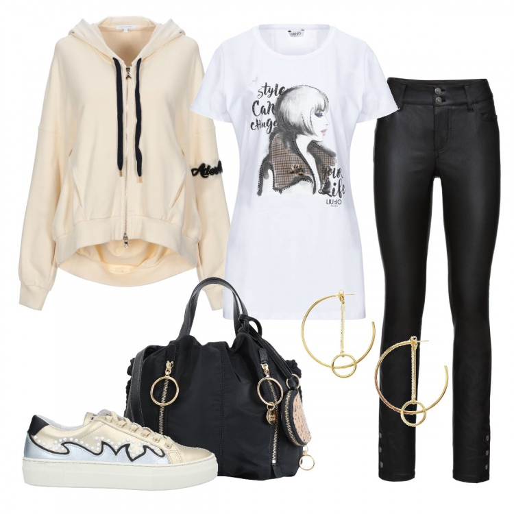 Outfit femme - Street chic. Style Urban pour Tous les jours. Assortir avec pantalon , t-shirts et polos, sweats, sacs à main, sneakers, boucles d'oreilles.