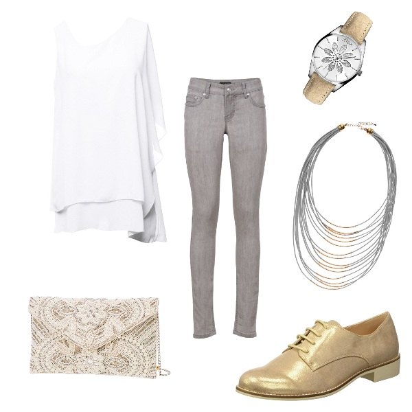 Outfit donna - Basic #1502. Stile Basic per Tutti i giorni. Abbinamento con jeans skinny, pochette.