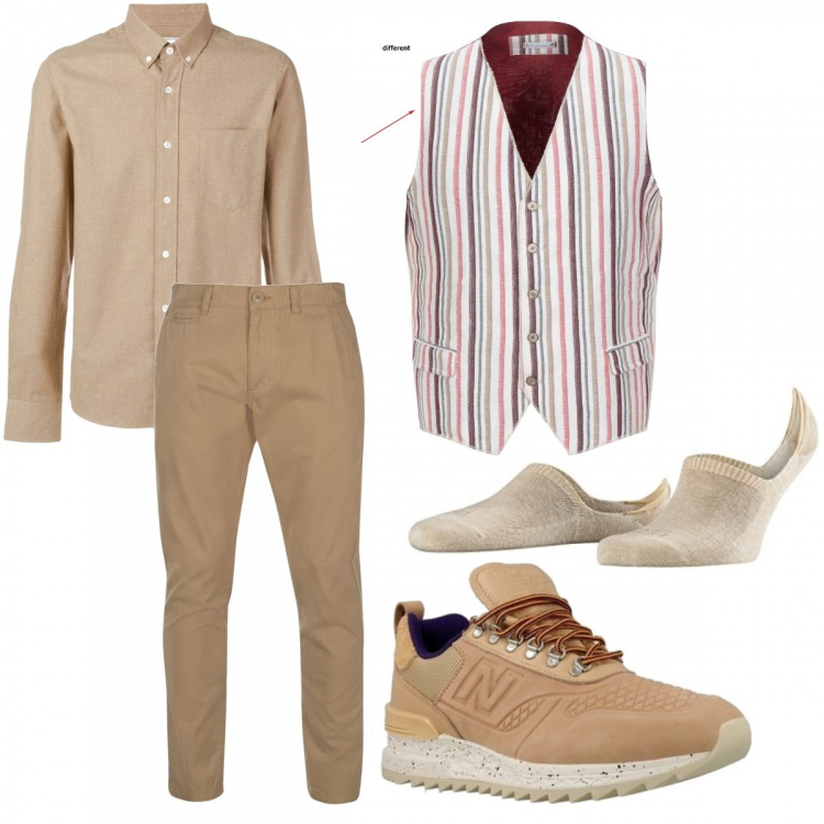 Outfit uomo - L eleganza anche nella semplicità. Stile Casual per Ufficio. Abbinamento con sneakers, camicia, giacca, calzini, pantaloni.