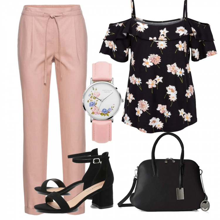 Outfit donna - Trendy #24764. Stile Trendy per Tutti i giorni. Abbinamento con pantaloni, top, scarpa col tacco, borse a mano, orologi.