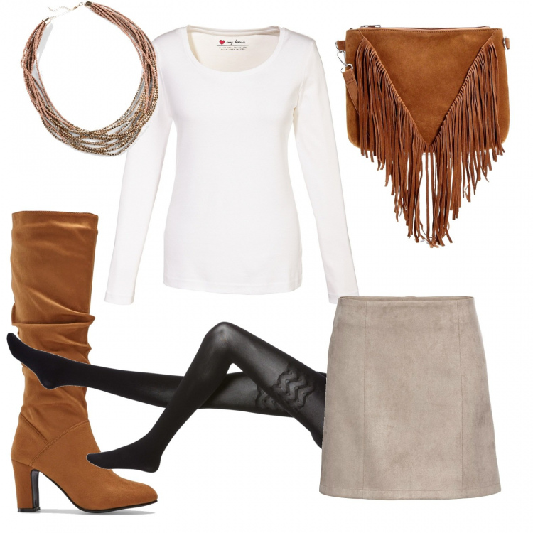 Outfit femme - Camel is my favorite !. Style Bon Ton pour Tous les jours. Assortir avec t-shirts, collants, minijupes, bottes, colliers, sacs en bandoulière.