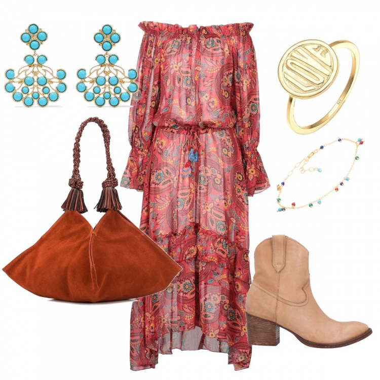 Outfit femme - Oh hippie day. Style Ethnique pour Tous les jours. Assortir avec robes, boucles d'oreilles, bracelets, bagues.