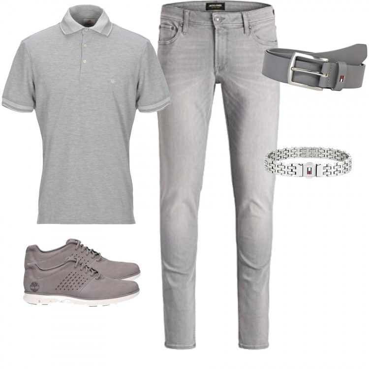 Outfit uomo - Colore chiaro fa sentire freschi. Stile Trendy per Tutti i giorni. Abbinamento con polo, sneakers, jeans, braccialetti, cinture.