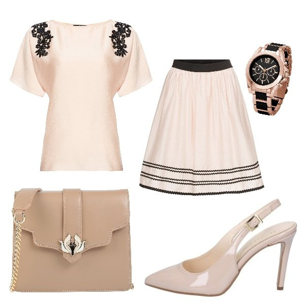 Outfit donna - Cerimonia informale low cost. Stile Bon Ton per Cerimonia. Abbinamento con gonne, top, borse a spalla, sandali, camicie.