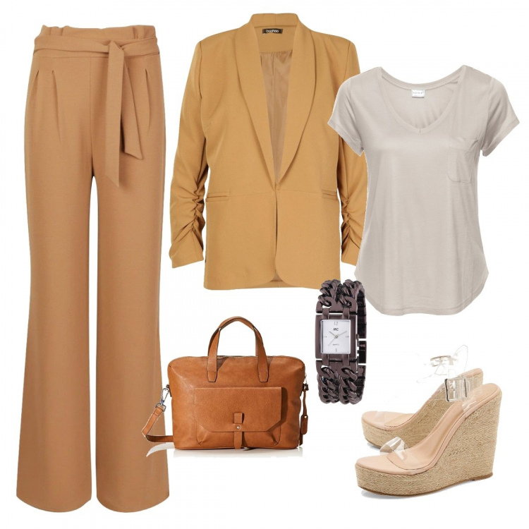 Outfit femme - Tendance #25719. Style Tendance pour Tous les jours. Assortir avec t-shirts, sacs à main, chaussures à semelles compensées, vestes, blazers et manteaux.