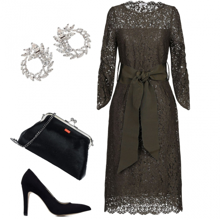 Outfit mujer - Eligiendo vestido para una ceremonia. Estilo Sexy para Ceremonia. Combinación con zapatos de tacón, borsa a tracolla mini, pendientes.