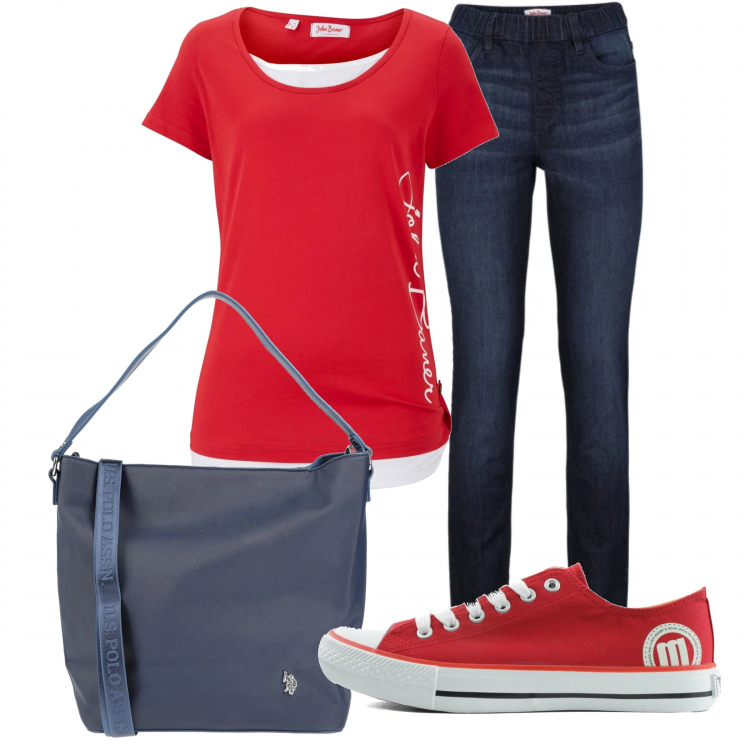 Outfit donna - Basic #17440. Stile Basic per Scuola/Università. Abbinamento con jeggings, maglieria, borse a mano, sneakers.