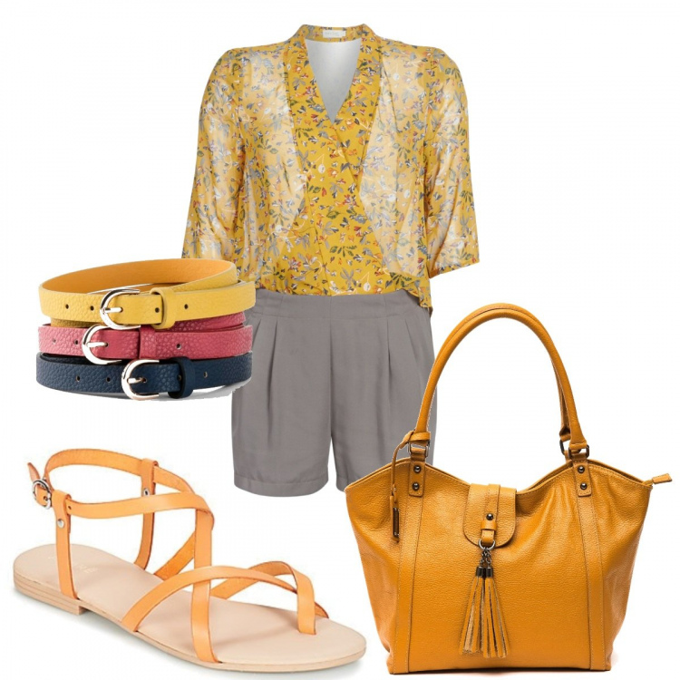 Outfit donna - Chic #15195. Stile Chic per Scuola/Università. Abbinamento con cinture, tute, sandali, shopping bag.