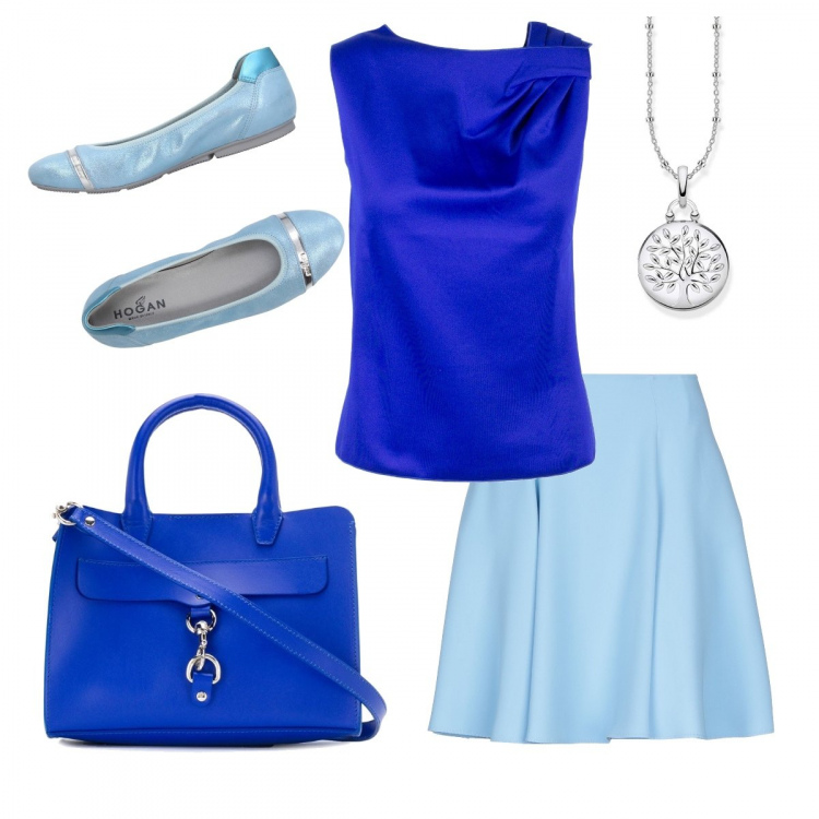 Outfit donna - Cinderella. Stile Bon Ton per Ufficio. Abbinamento con gonne longuette, ballerine, camicie, borsa tote, ciondoli.