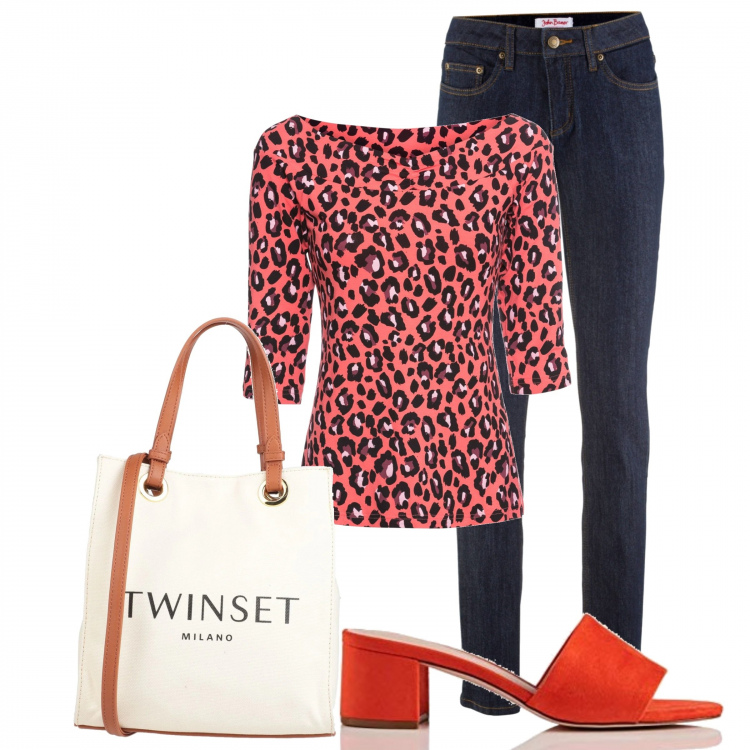 Outfit donna - Urban #12014. Stile Urban per Tutti i giorni. Abbinamento con jeans skinny, maglia, borsa a mano, sabot.