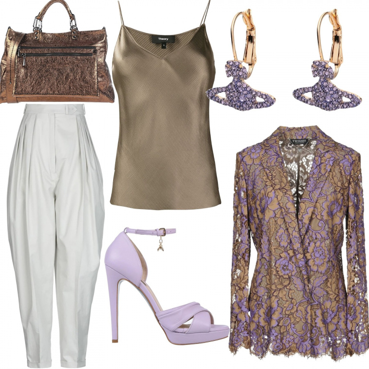 Outfit femme - C\'est mon anniversaire demain 3/5. Style Chic pour Cérémonie. Assortir avec blazers, sandales à talon, boucles d'oreilles.