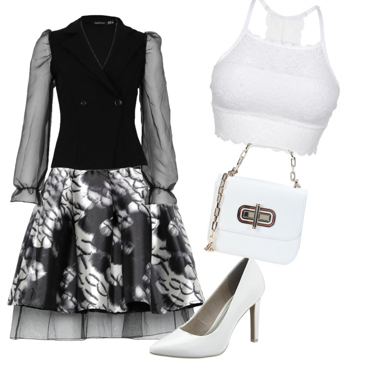 Outfit donna - Bon Ton #13511. Stile Bon Ton per Cerimonia. Abbinamento con reggiseni, gonna, borse a spalla, blazer, scarpe col tacco.