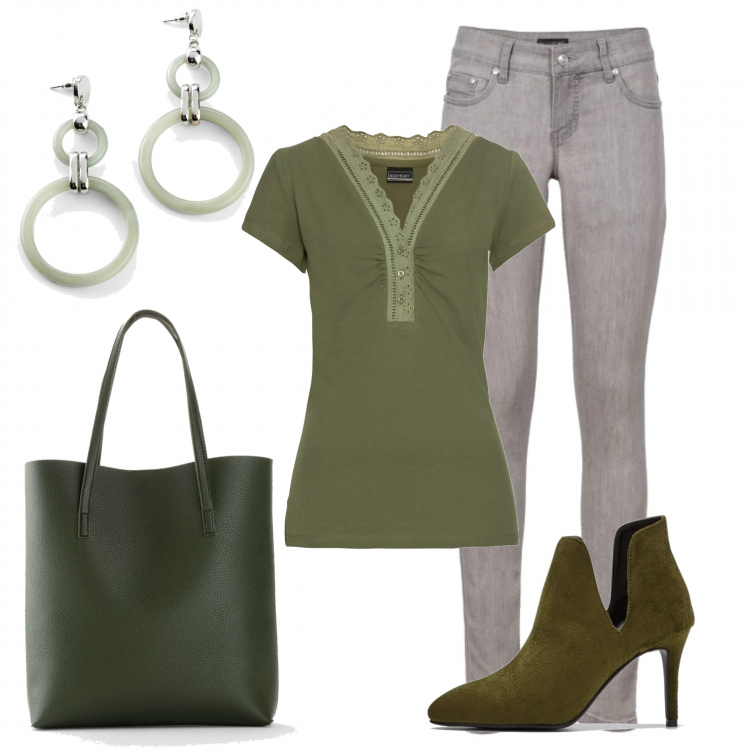 Outfit donna - Urban #12178. Stile Urban per Ufficio. Abbinamento con jeans skinny, maglia, stivaletti, shopping bag, giacche.