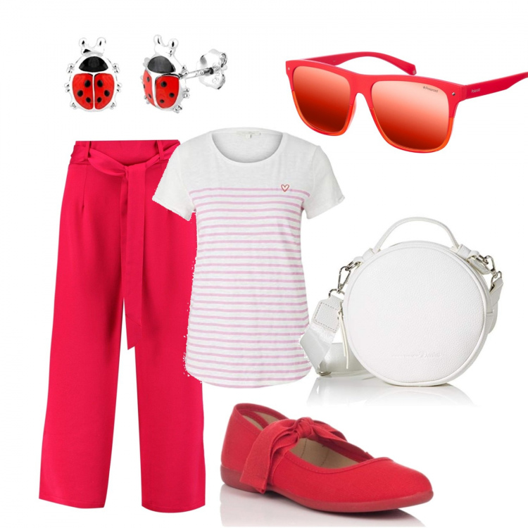 Outfit mujer - Luz y color!!. Estilo Bon Ton para Oficina. Combinación con bolsos de hombro, zapato, gafas de sol, cinturón.