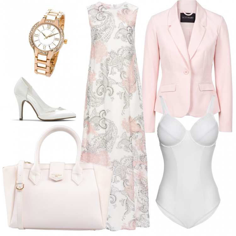 Outfit femme - Sublime intention. Style Bon Ton pour Soirée dehors. Assortir avec robes longues, blazers, bodies, porte-jarretelles et nuisettes, escarpins, montres.