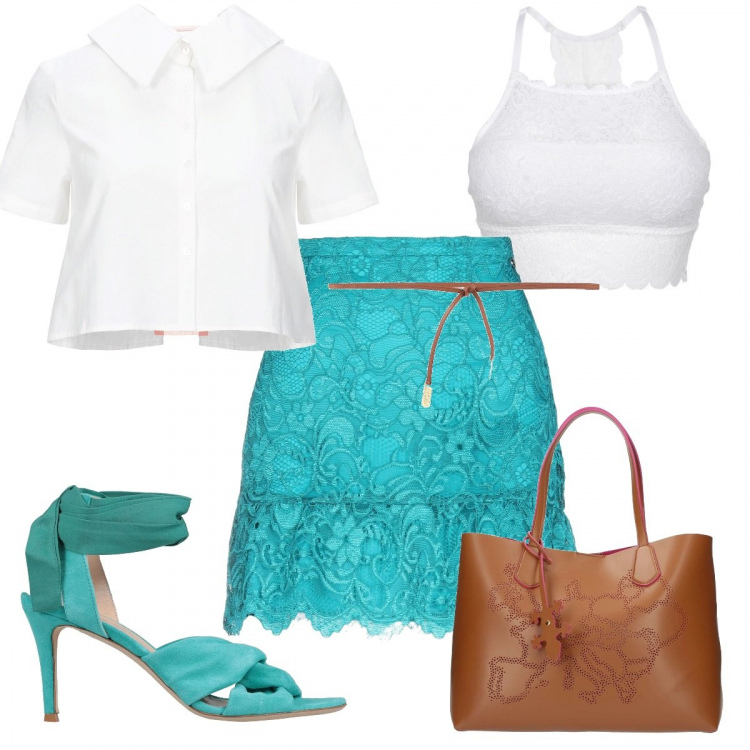 Outfit donna - La camicia bon ton !. Stile Bon Ton per Ufficio. Abbinamento con reggiseni, minigonne, camicie a manica corta, sandali col tacco, cinture, borsa.