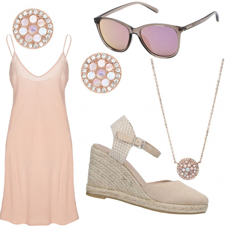 Outfit femme - Total look pastel. Style Tendance pour Tous les jours. Assortir avec espadrilles, lunettes de soleil et montures pour lunettes de vue.