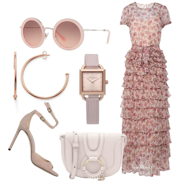 Outfit femme - La vie en rose. Style Tendance pour Tous les jours. Assortir avec sacs à l'épaule, montres, pendentifs.