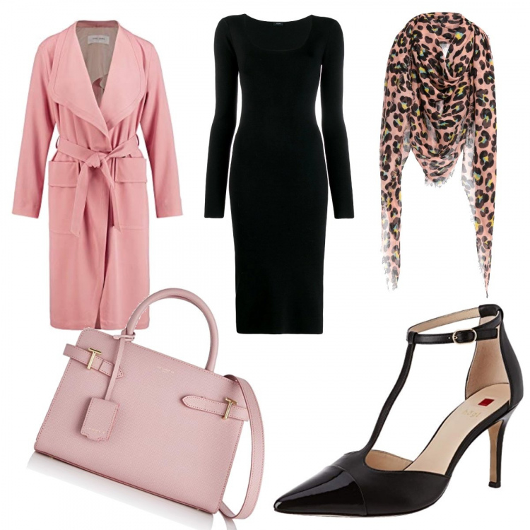 Outfit mujer - Rosa empolvado. Estilo Bon Ton para Oficina. Combinación con blazers, zapatos de tacón, bolsos de hombro, chales.
