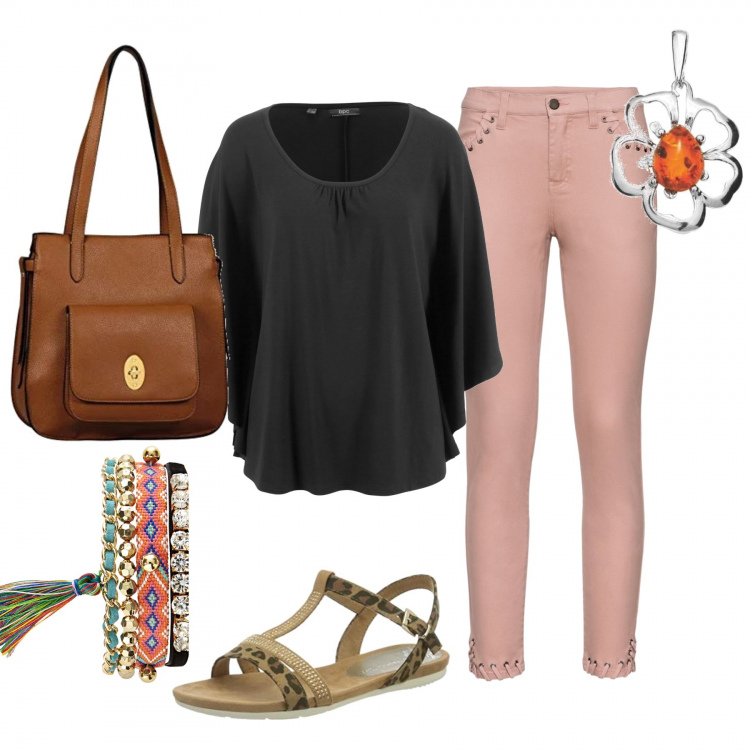 Outfit femme - Joie. Style Basique pour Tous les jours. Assortir avec t-shirts, pantalons longs, bracelets, sandales, sac cabas.