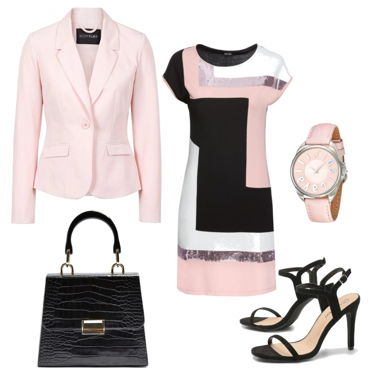 Outfit femme - Tendance : le rose pâle. Style Bon Ton pour Cérémonie. Assortir avec robes longues, blazers, chaussures à talon, sacs à main.