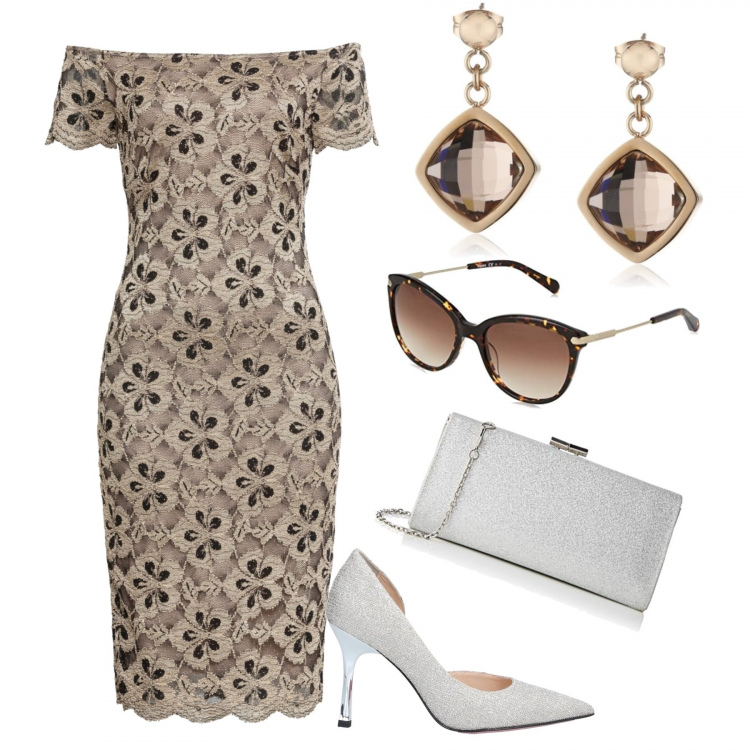 Outfit femme - Chic #15828. Style Chic pour Cérémonie. Assortir avec robes longues, lunettes, pochette, boucles d'oreilles.